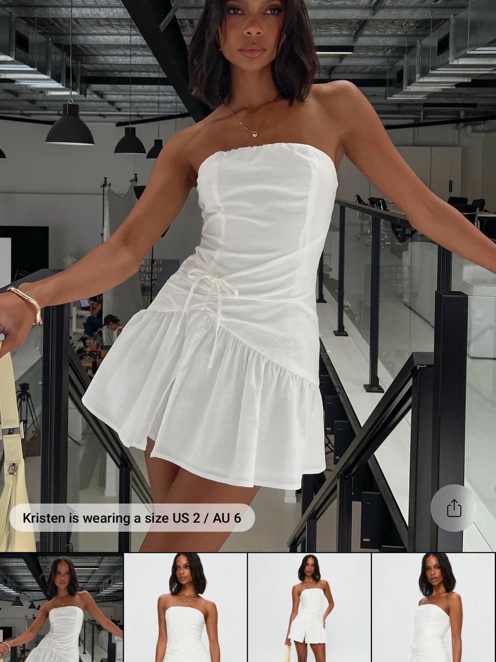 Princess Polly White Strapless Ruffle-Hem Mini Dress